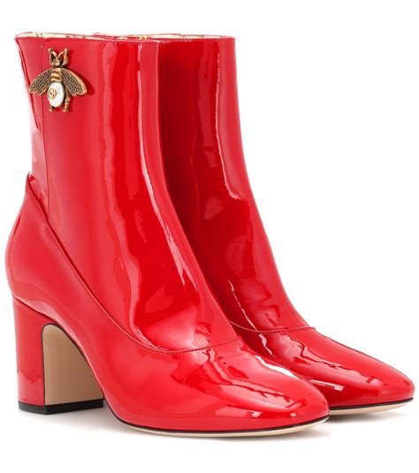 gucci red satin embroidered boots with sparkles|Gucci ankle boots women.